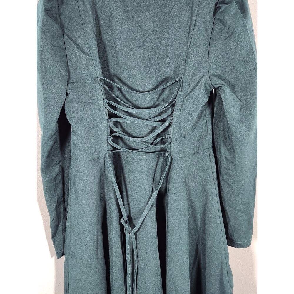 Scarlet Darkness Victorian Gothic Steampunk High Low Cloak Jacket Green Medium - Picture 7 of 9